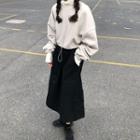 Cropped Pullover / High Waist A-line Skirt