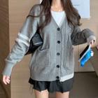 Cable Knit Cardigan Gray - One Size