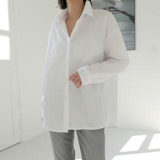 Plain Dip-back Boxy Shirt