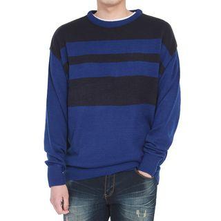 Plus Size Round-neck Stripe Knit Top