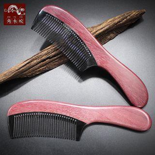 Wooden Hair Comb Red & Black - One Size