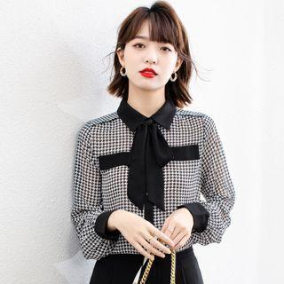 Houndstooth Chiffon Shirt