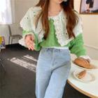Long-sleeve Eyelet Lace Blouse / Cropped Cardigan (various Designs)