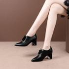 Round Heel Lace-bow Loafers