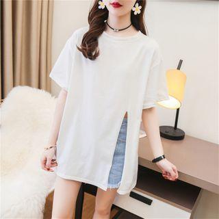 Short-sleeve Slit Hem T-shirt