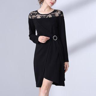 Lace Yoke Long-sleeve Dress