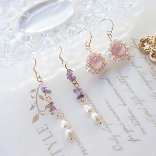 Faux Cat Eye Stone Faux Pearl Alloy Dangle Earring (various Designs)