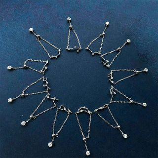 925 Sterling Silver Zodiac Chained Ring