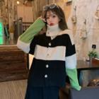 Color-block High-neck Knit Sweater