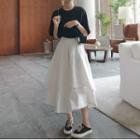 Short-sleeve T-shirt / Asymmetrical Midi A-line Skirt