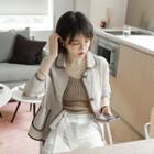 Long-sleeve Contrast Trim Top