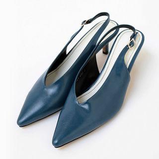 Kitten-heel Pointy Slingback Pumps