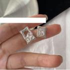 Rectangle Rhinestone Alloy Earring 1 Pair - Silver - One Size