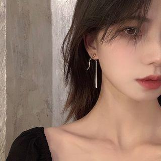 Bar Drop Earring 1 Pair - 925 Silver - Gold & Silver - One Size