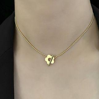 Alloy Flower Pendant Choker Gold - One Size