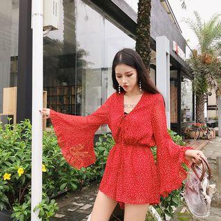 Dotted Bell-sleeve Playsuit