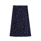Floral Button Midi A-line Skirt