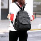 Genuine-lambskin Flap Zip Backpack