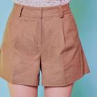 Zip-front Ramie Shorts