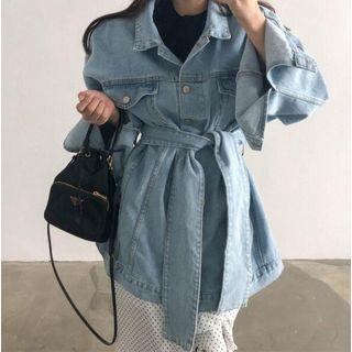 Oversized Denim Jacket With Sash