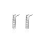 Sterling Silver Simple And Fashion Geometric Cubic Zirconia Stud Earrings Silver - One Size