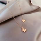 Butterfly Pendant Titanium Steel Necklace Rose Gold - One Size