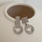 Smiley Rhinestone Dangle Earring 1 Pair - Silver - One Size
