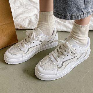 Lace Up Mesh Panel Sneakers