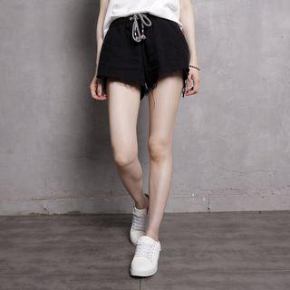 Fray-trim Drawstring Shorts