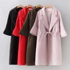 Drawstring Waist Elbow-sleeve Coat