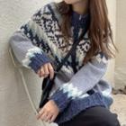 Knit Zip Jacket Blue & Light Purple - One Size