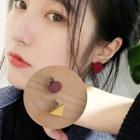 Non-matching Wooden Triangle & Circle Earring