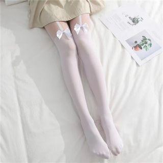 Bow Mesh Panel Tights