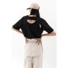 Cutout-back Mock Two-piece T-shirt Black - One Size