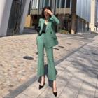 Office Look Basic Peak-lapel Blazer