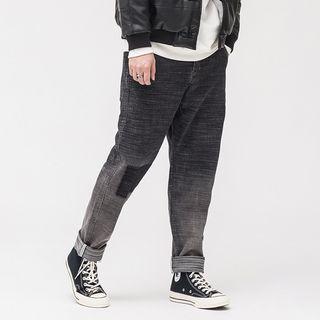Patch-knee Striped Jeans