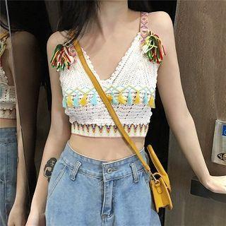 Tassel Camisole Top White - One Size