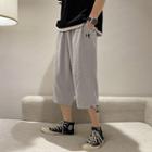 Lettering Loose Fit Cropped Pants