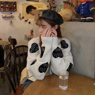 Heart Embroidered Loose-fit Sweater