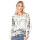 Long-sleeve Lace Striped T-shirt