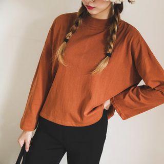 Mock-neck Cotton T-shirt In 5 Colors