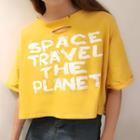 Ripped Lettering Short-sleeve Crop Top