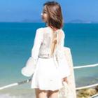 Long-sleeve Lace Paneled Wide-leg Playsuit