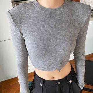Ribbed Cropped Knit Top / Wide Leg Pants