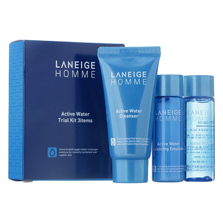Laneige - Homme Active Water Trial Kit: Toner 25ml + Balancing Emulsion 25 Ml + Cleanser 30ml 3 Pcs