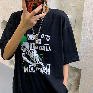 Printed Logo Short Sleeve T-shirt Black - One Size