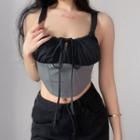 Two Tone Tie-front Cropped Camisole Top
