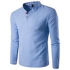 Plain Split-neck Long-sleeve T-shirt