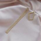 Non-matching Rhinestone Fringed Earring 1 Pair - One Size