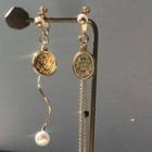 Asymmetrical Coin Drop Earring / Clip-on Earring